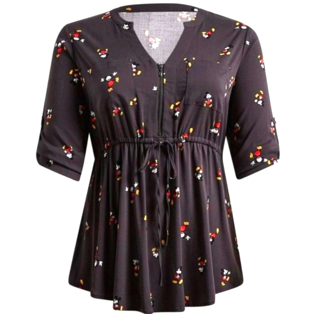 ❤️NWT TORRID BLOUSE MICKEY MOUSE ZIPPER TUNIC - PLUS SIZE DISNEY - Picture 8 of 10